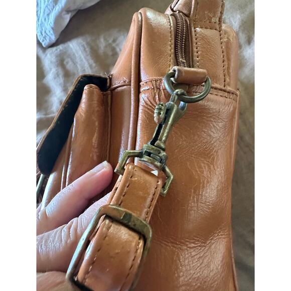 Frye Carmel Brown Genuine Leather Boho Satchel Small Anti Theft  Crossbody Bag - Picture 13 of 15